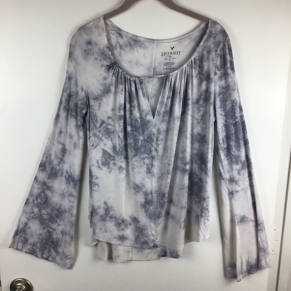 American Eagle Outfitters Tops - AMERICAN EAGLE Tie Dye Bell Sleeve Shirt